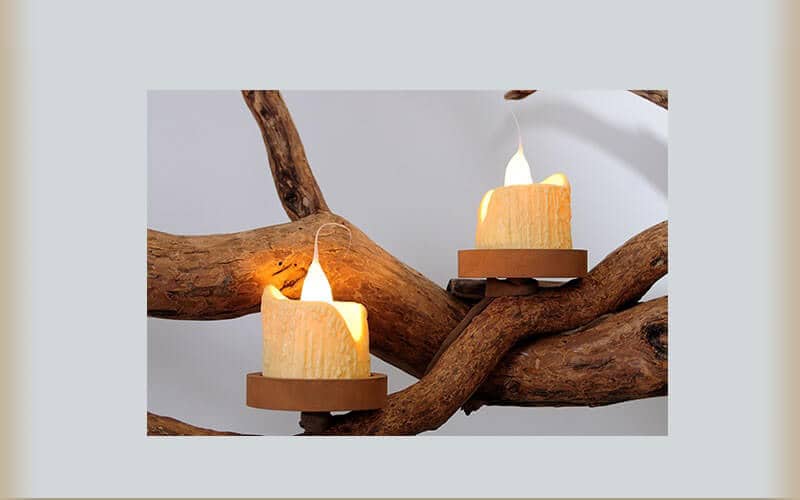 Twig Chandelier - Natural Branches with Hand Dipped Candle Bulbs